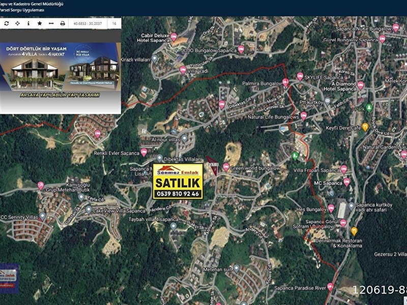 Sakarya sapanca kurtköy,de satilik vi̇lla i̇marli 1881m2 arsa
