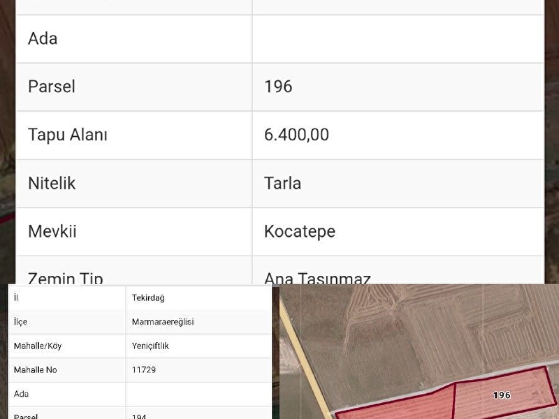 Teki̇rdağ çeşmeli̇ köyün satilik 17 dönüm tek tapu asfalt yakin tarla