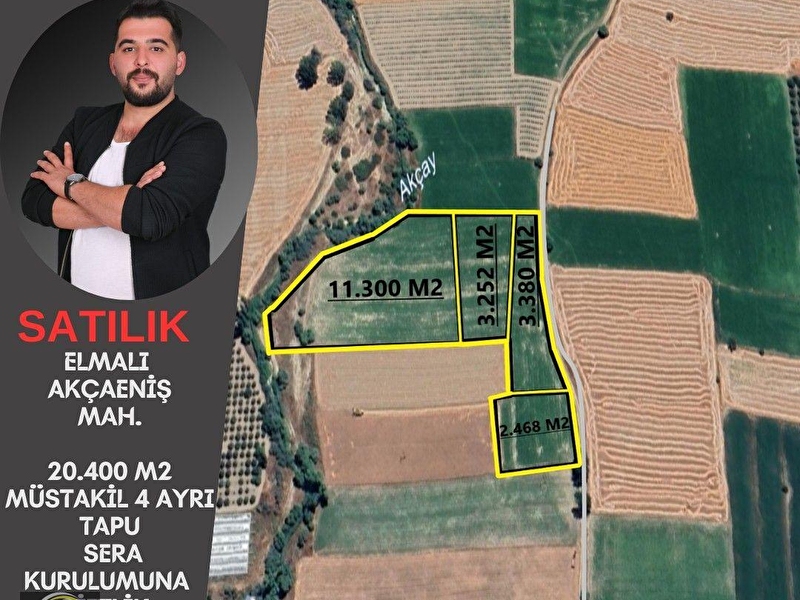 Baylan's gayri̇menkul den akcaeni̇ş mahallesi̇nde 20.400 m² satilik tarla.firsat yatirimlik ..
