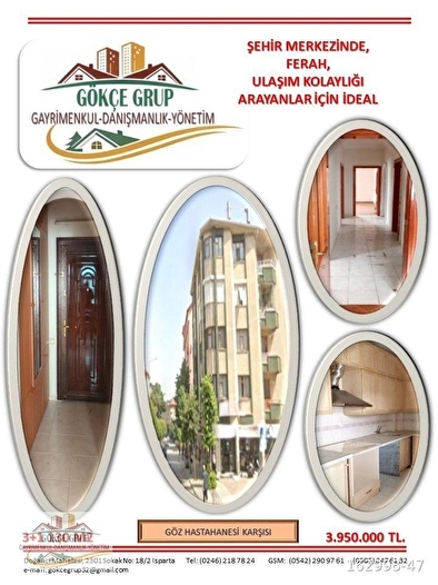 ISPARTA ÇELEBİLER MAHALLESİNDE 130 M2 3+1 SATILIK DAİRE