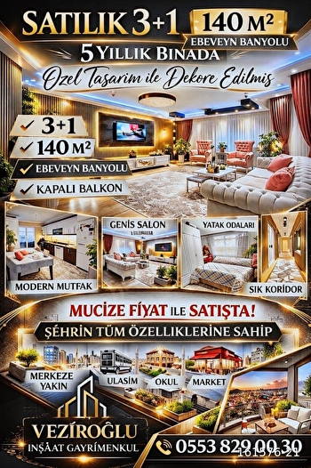 BU FİYATA BÖYLESİ YOK! 3+1 140 m² EBEVEYN BANYOLU LÜKS DAİRE